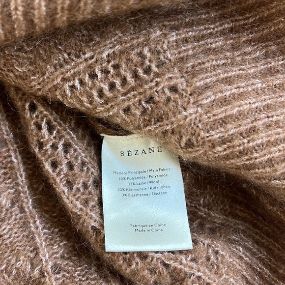 Sezane Brown Wool Mohair Blend Cable Knit Sweater Size Small - Picture 4 of 7